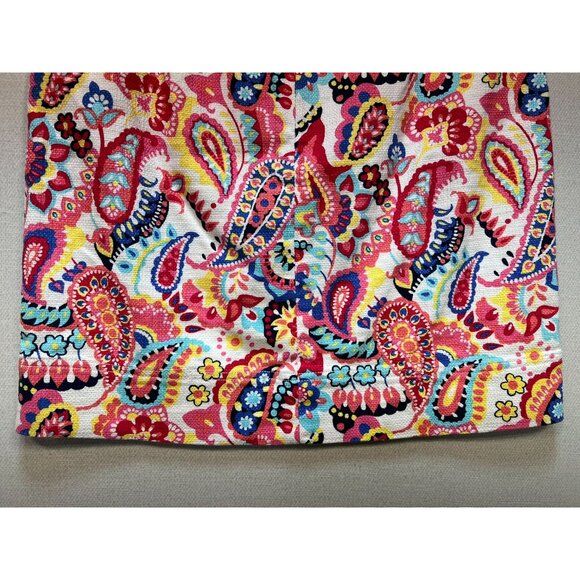 Talbots Women's Cotton Pencil Skirt Flat Front Sz 8p Multicolor Paisley Back Zip - Picture 11 of 11